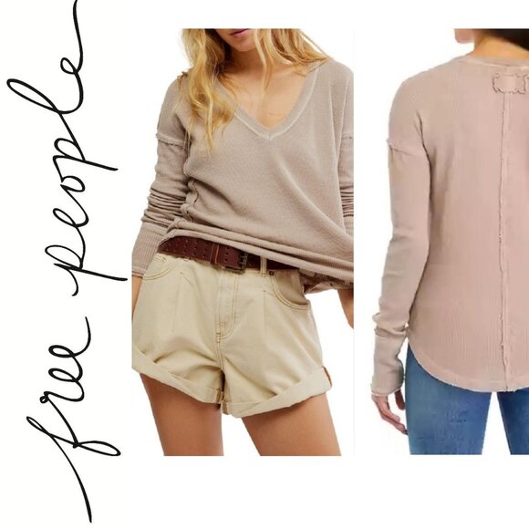 Free People Tops - FREE PEOPLE SAIL AWAY THERMAL LONG SLEEVE V NECK sz S